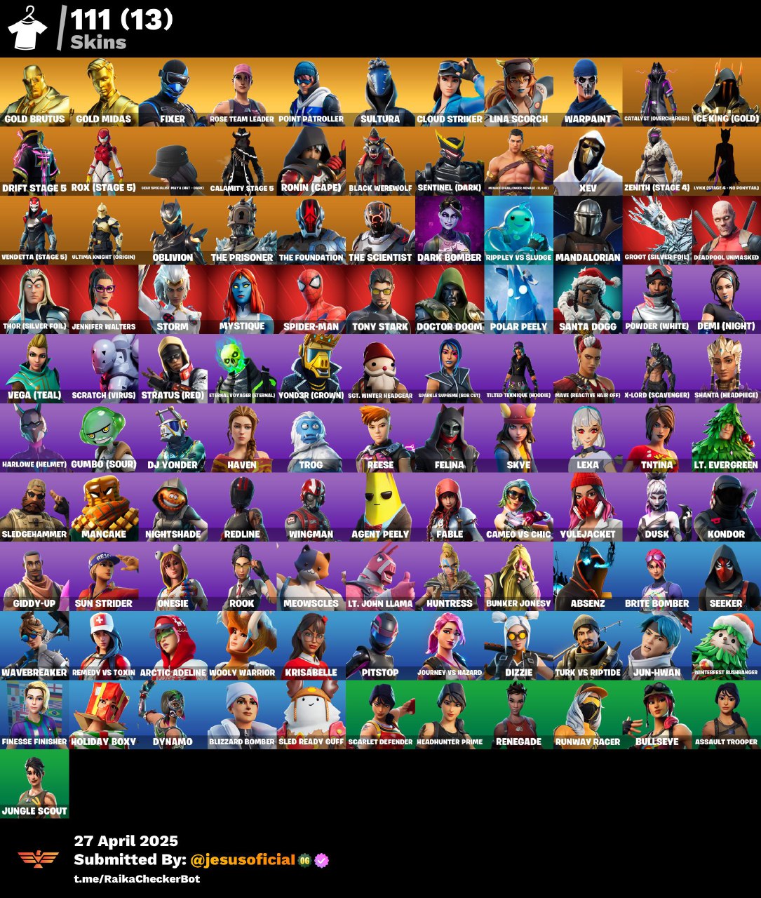 CUENTA FORTNITE 111 SKINS "STW OG + MERRY MINT AXE + PASE MARVEL OG"