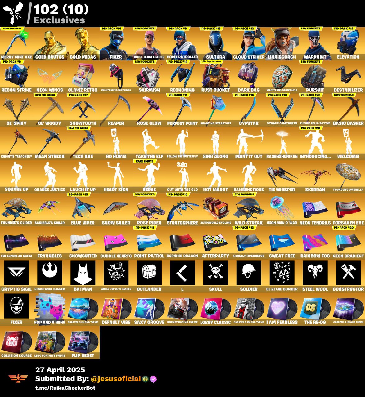 CUENTA FORTNITE 111 SKINS "STW OG + MERRY MINT AXE + PASE MARVEL OG"
